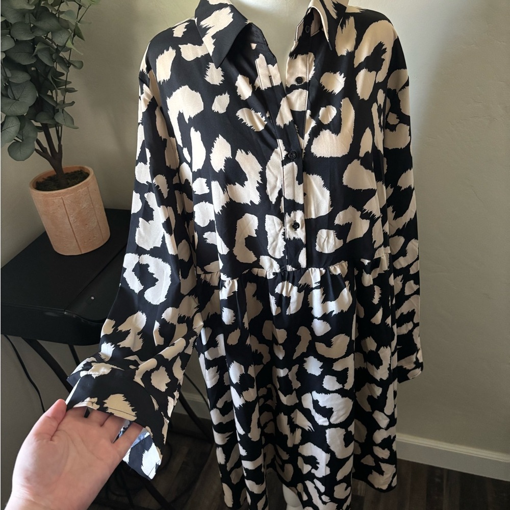 Black and Cream Animal Print Dress